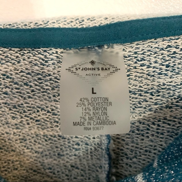 St. John’s Bay stripe pullover hooded sweater - Picture 3 of 5